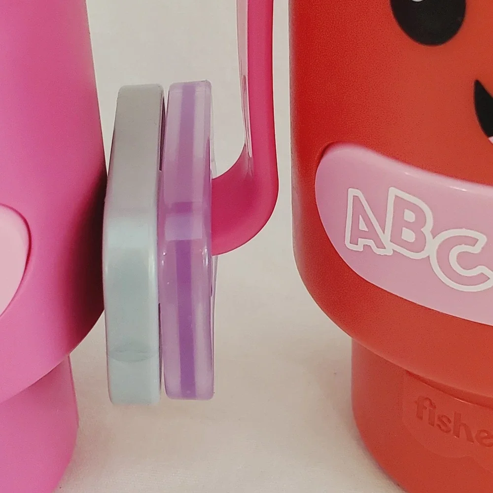 Set of 2 Fisher Price Laugh & Learn Wake Up & Learn Coffee Mug Pink Red Baby Toy